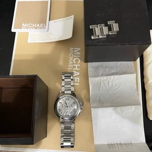 Michael Kors sterling silver and platinum watch